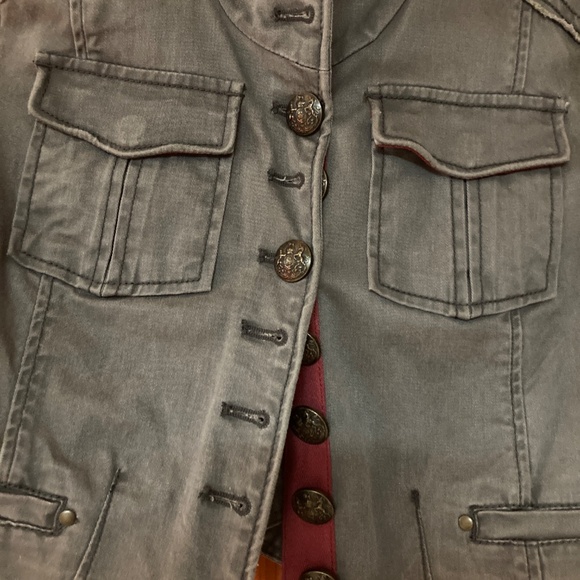 Free People Military Cropped Jacket in Grey Sz XS - Picture 2 of 4